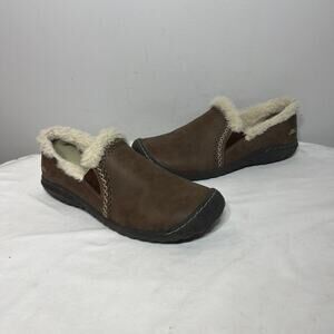 JBU by Jambu Shoes Willow Brown Leather Faux Fur Lined Loafers Comfy Casual 9M